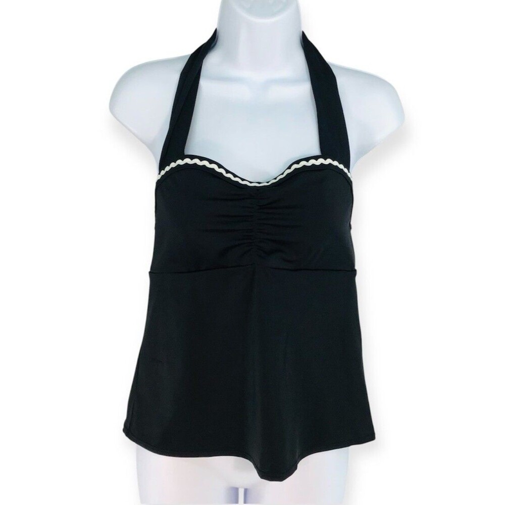 Baltex Two Piece Tankini Swimsuit Women's Top 12 Bottom 14 Black White Rick Rack